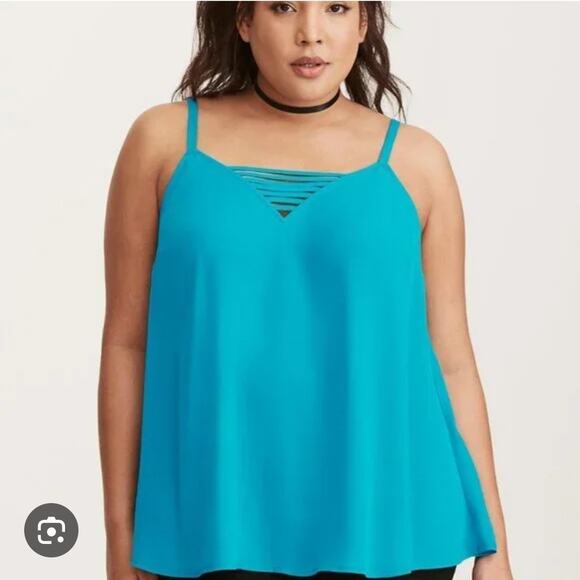 Torrid Swing Cami Plus Size 2X Teal Strappy V-Neck Flowy - Picture 1 of 4